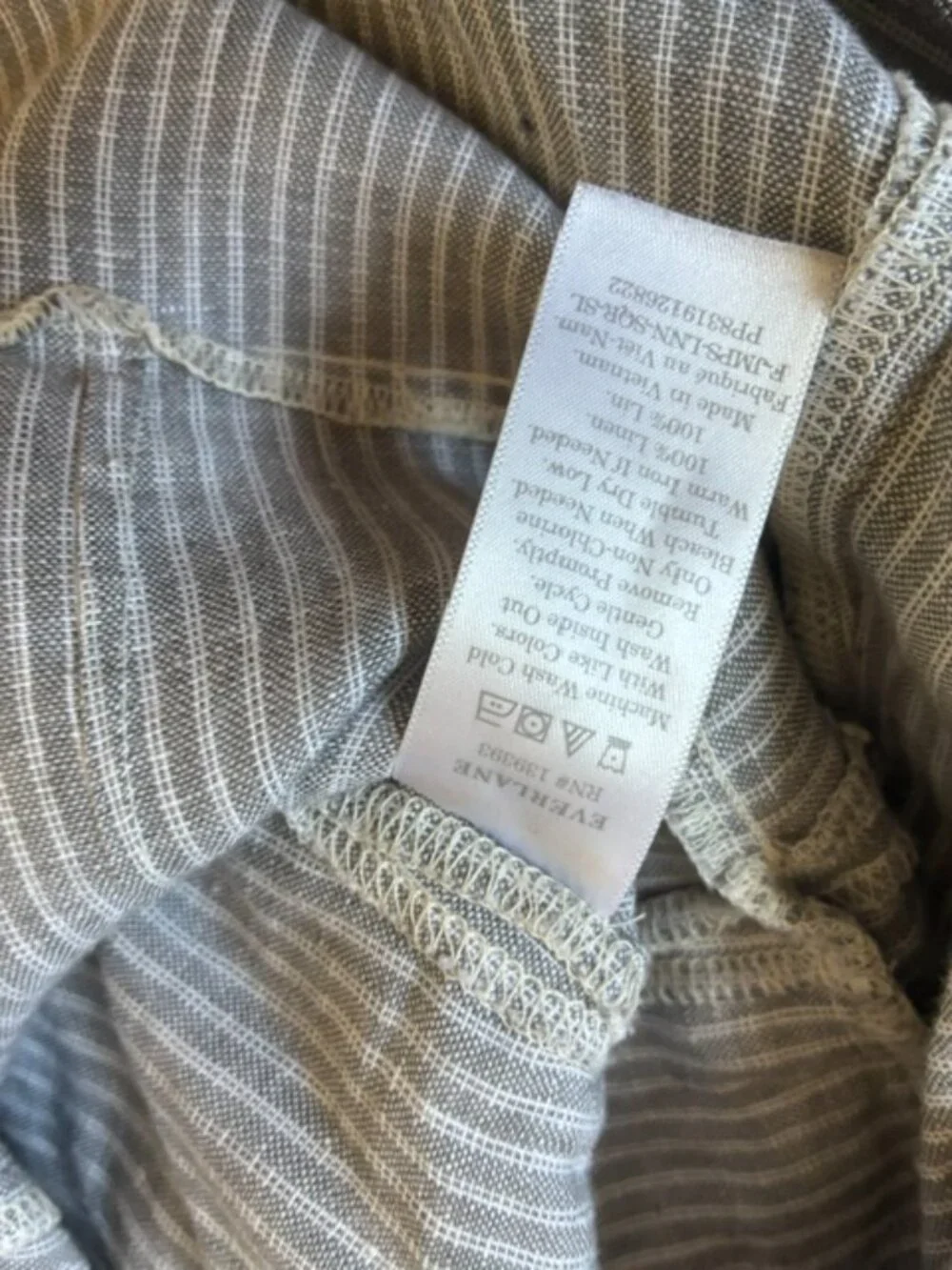 EVERLANE Sleeveless Square Neck Striped Crop Coastal Gray Jumpsuit Size 6,